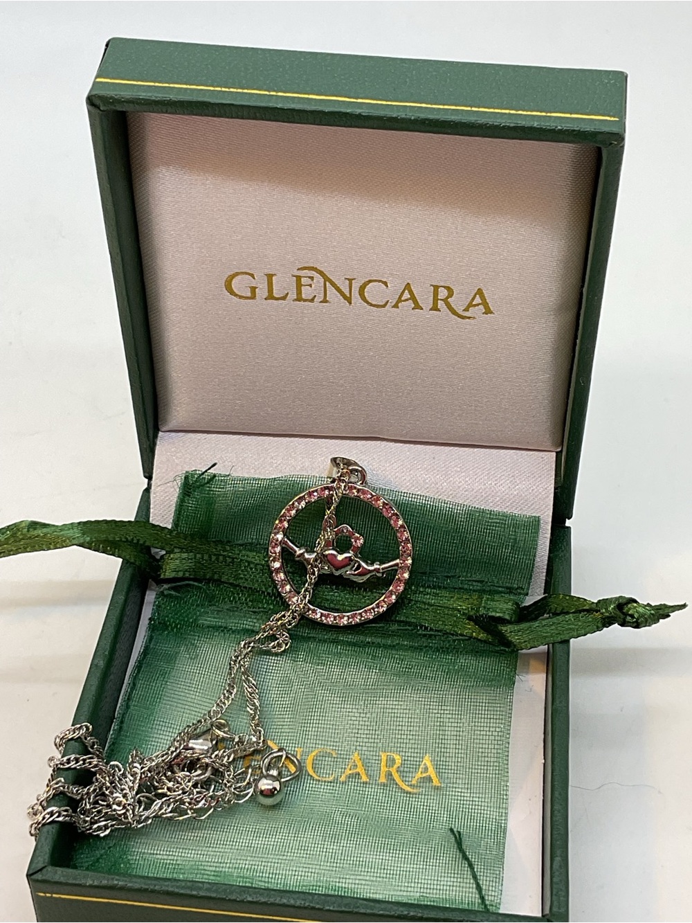 Glencara Silver Tone Claddagh Pendant Necklace - Picture 6 of 8
